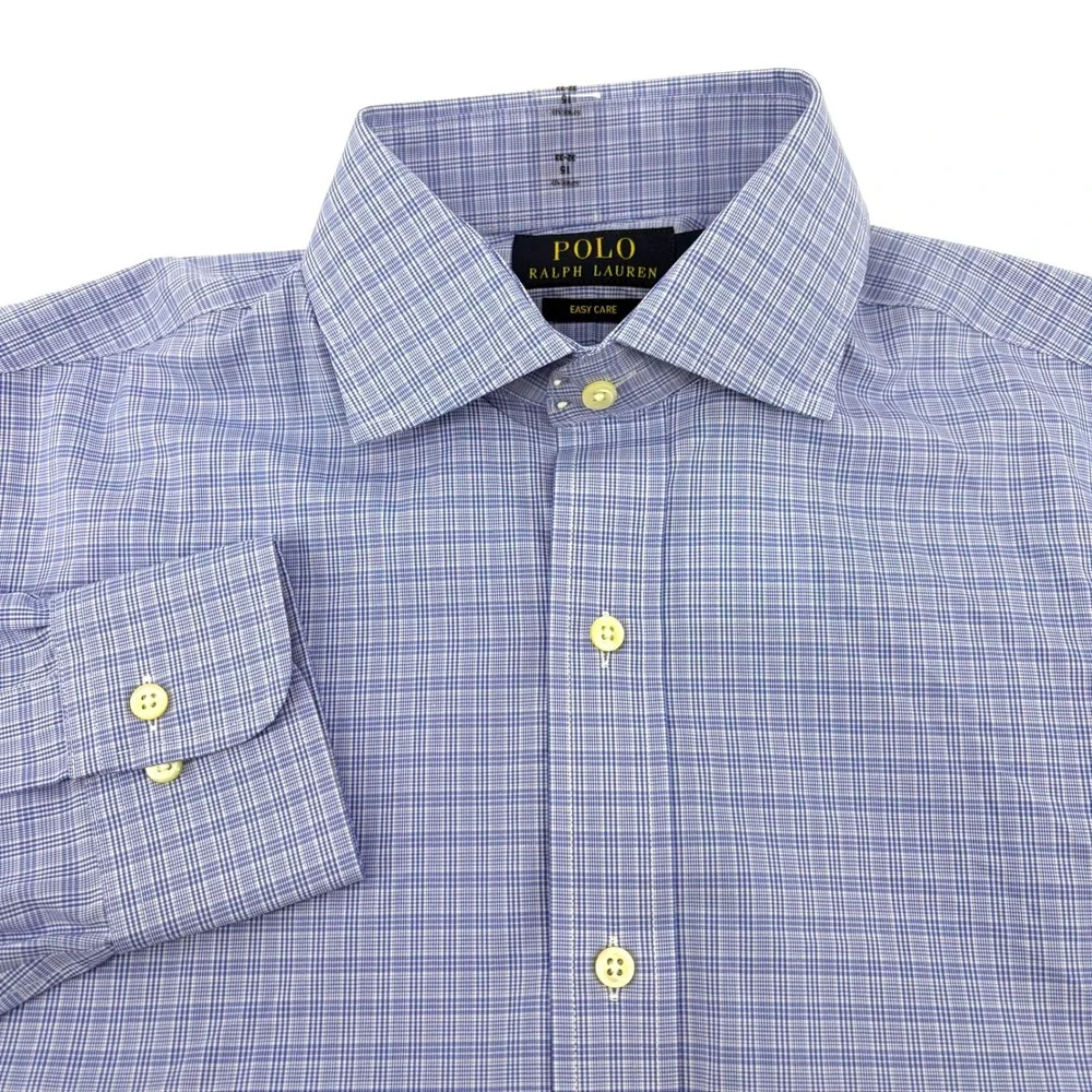 Polo Ralph Lauren NEW Mens Blue Micro-Check Spread Collar Dress Shirt 15‎ 32/33